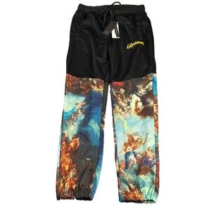 Reason Joggers Mens Med Black Renaissance Print Streetwear Lounge Party Slim Fit